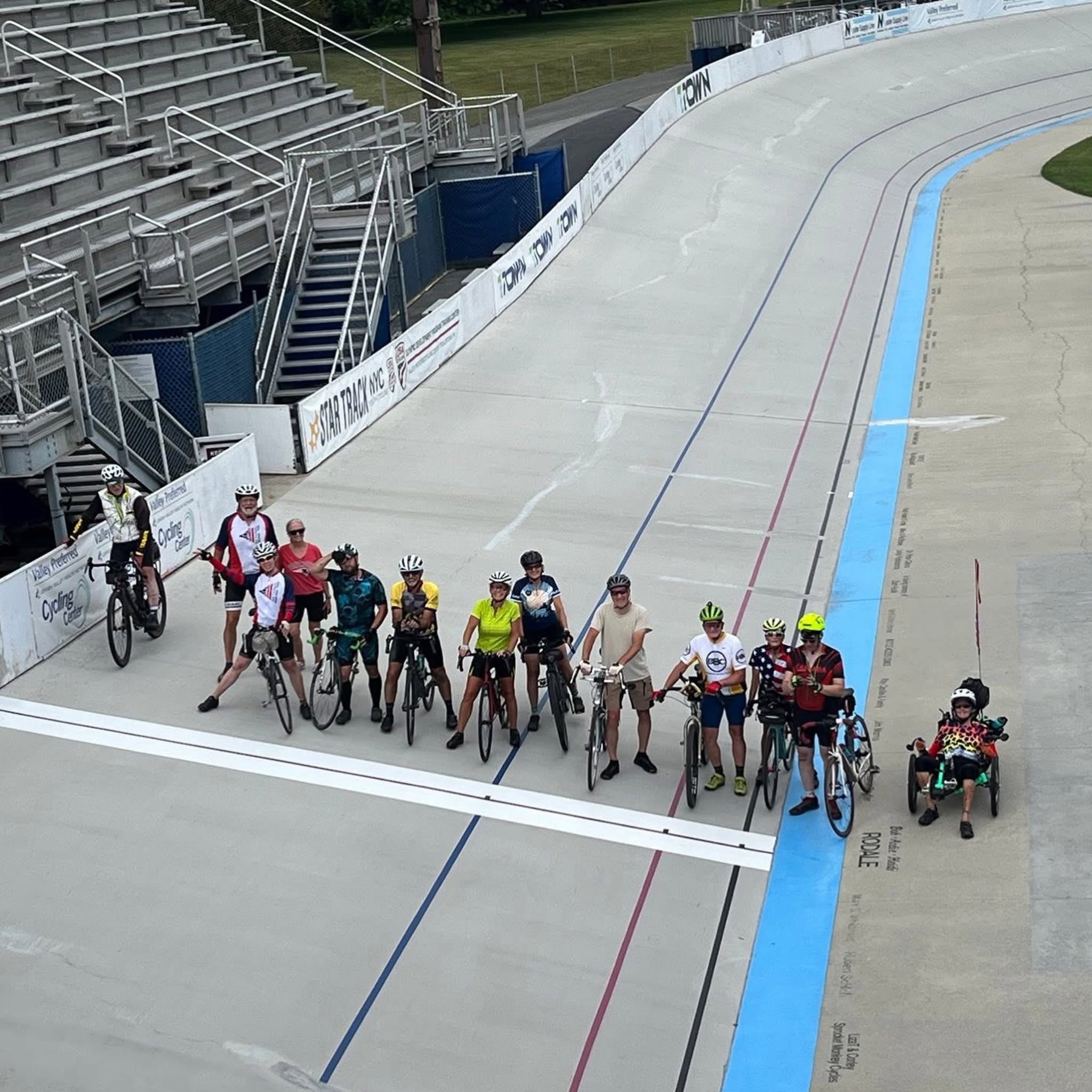 Cyclists take a lap around the Lehigh Valley Velodrome