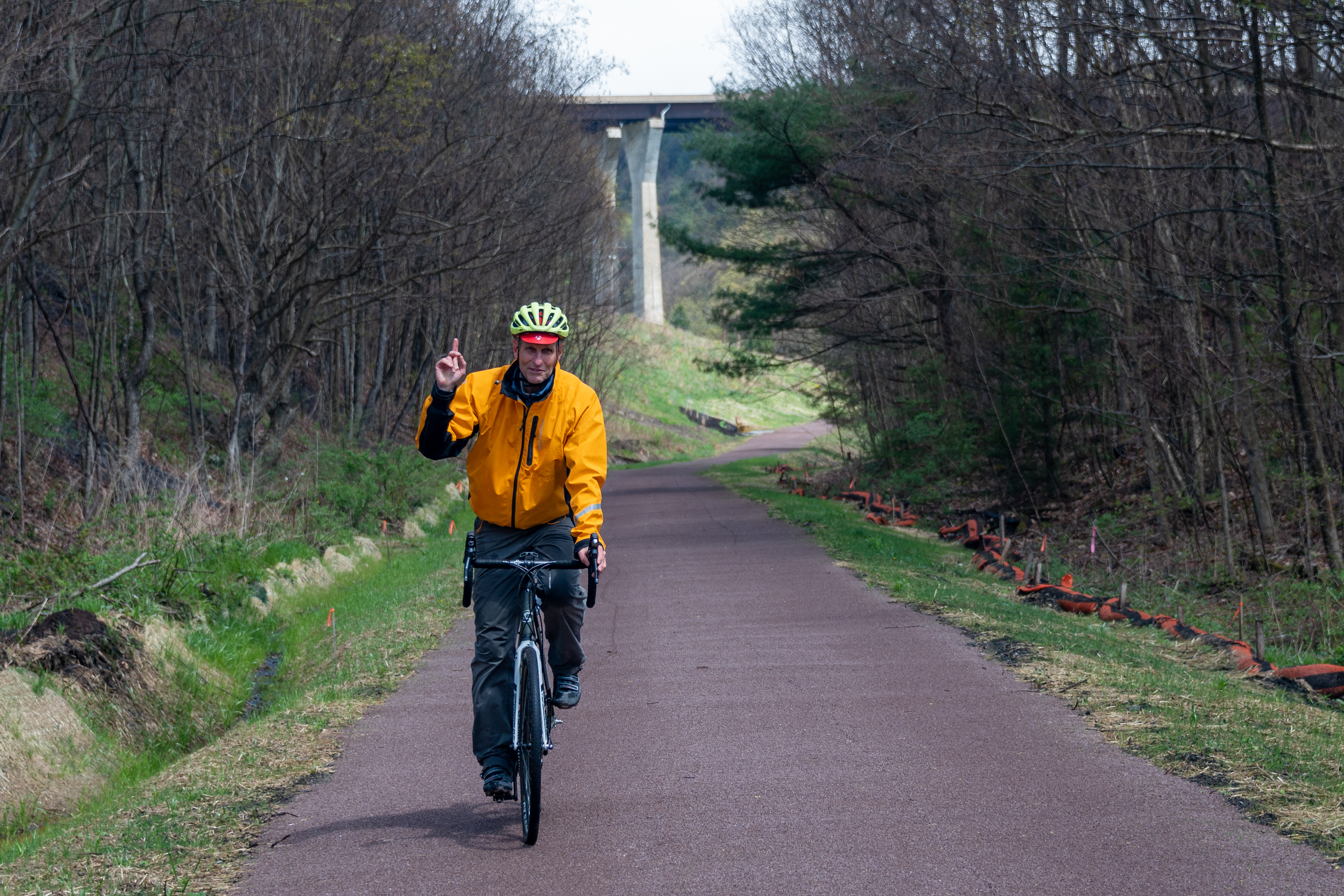 The first cyclist on the new 9/11 Trail