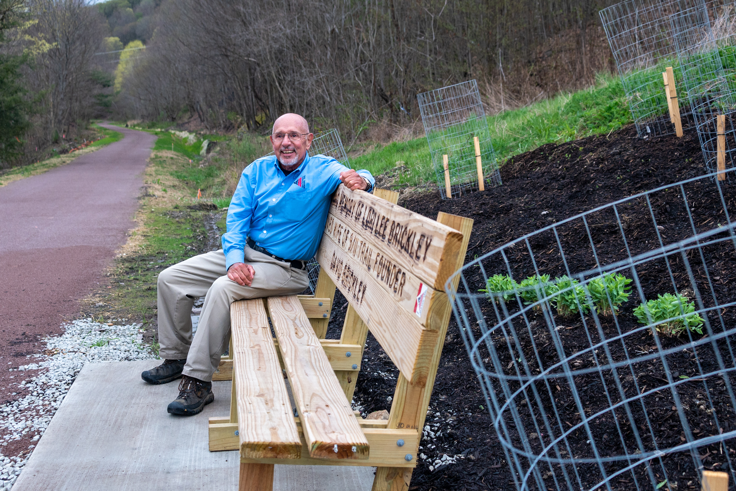 David Brickley reflecting on the bench dedicated to his late wife
