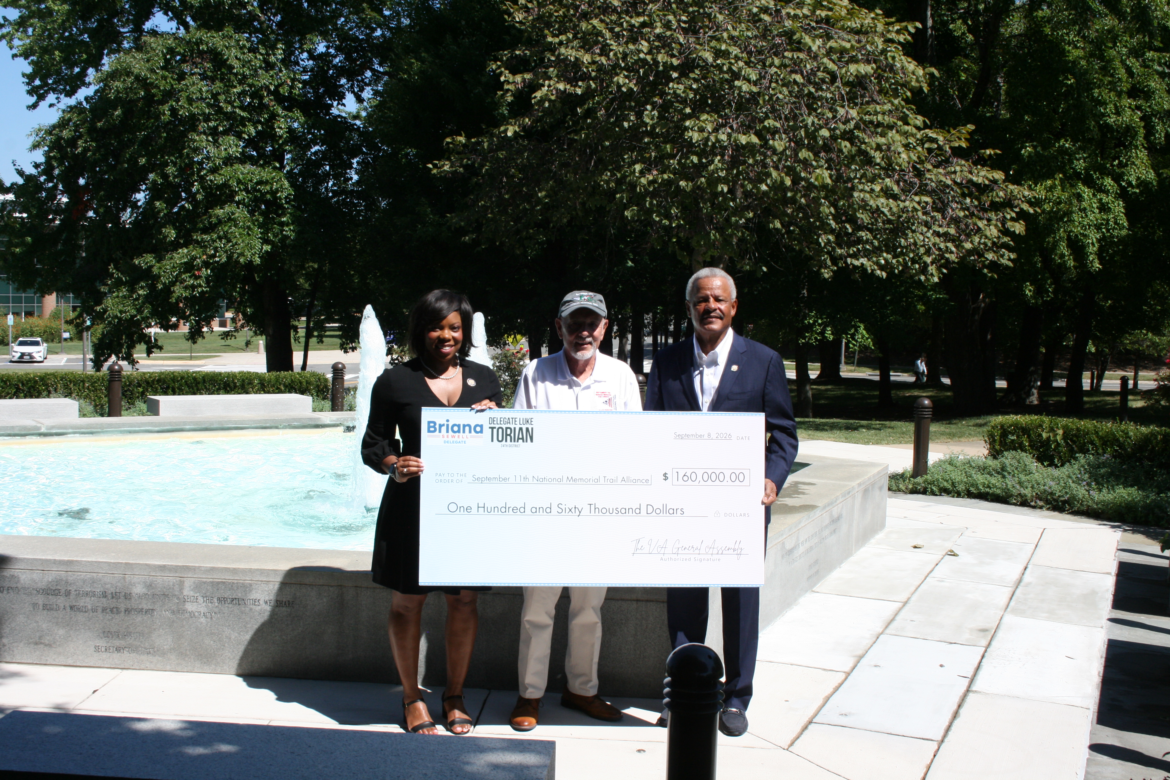Delegate Briana Sewell, David Brickley and Delegate Luke Torian at Liberty Memorial
